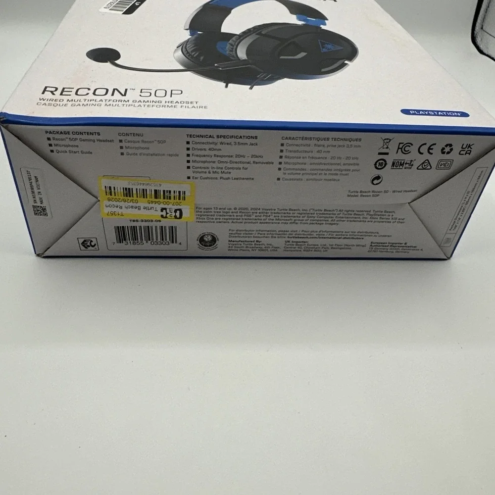 Turtle Beach Ear Force Recon 50P Wired Gaming Headset Black / Blue Open Box New